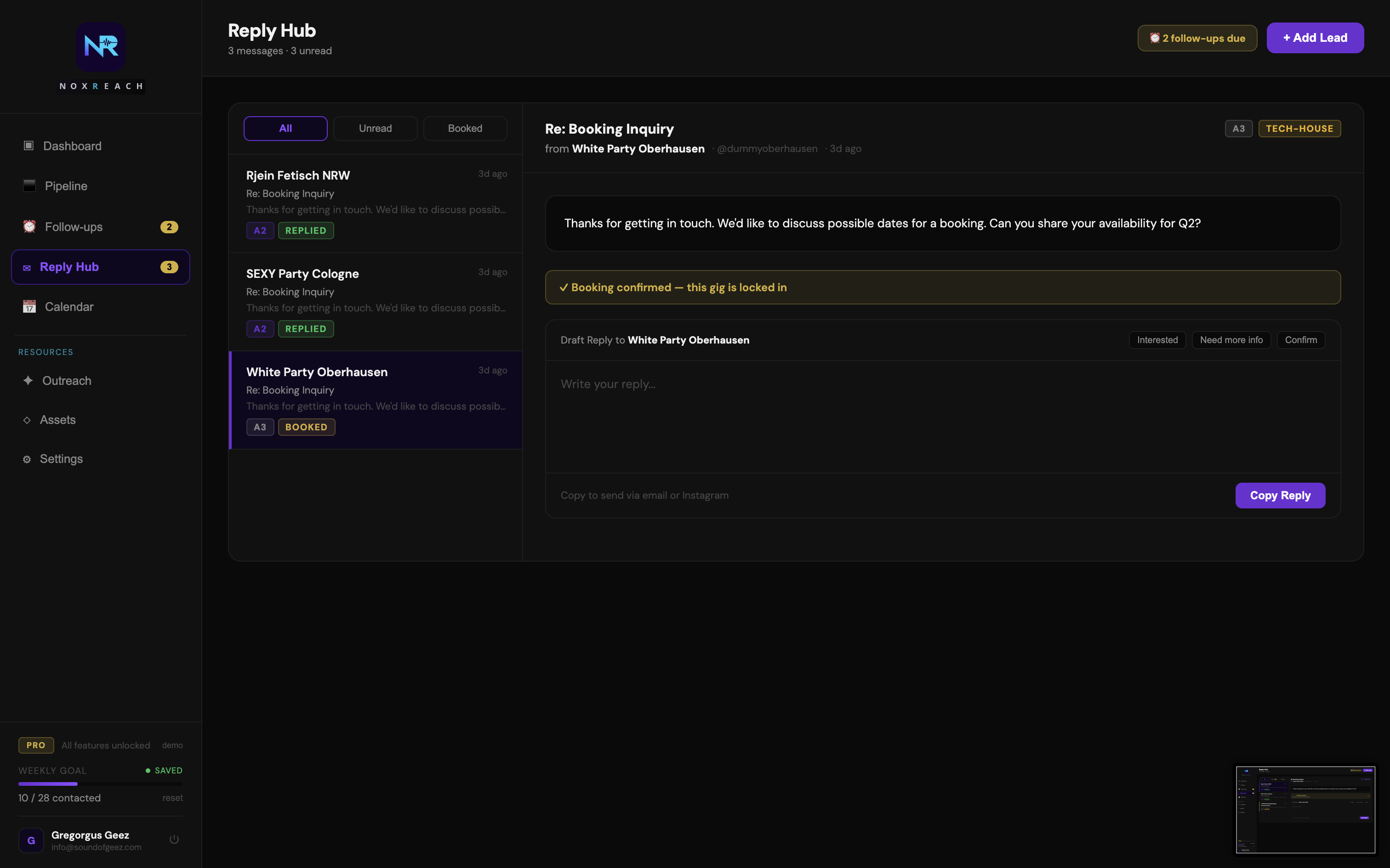 Reply Hub in NoxReach